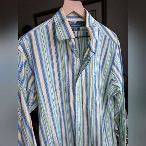Ralph Lauren Men's Striped Green Shirt - Picture 1 of 4